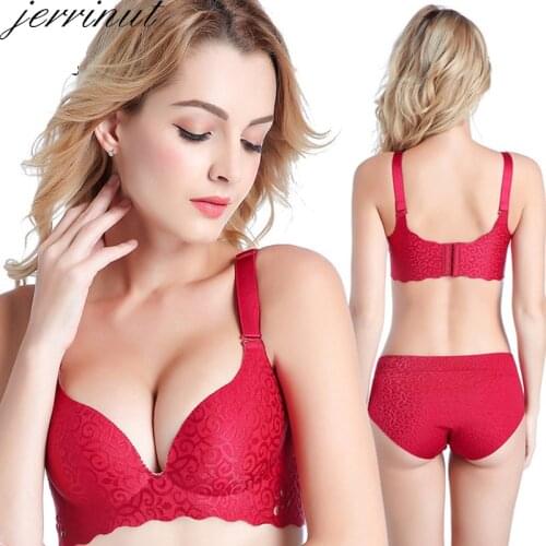 Jerrinut Lingerie Set Sexy Plus Size Bra Set Seamless Underwear Women Push Up Bra And Panty Set Wire Free Breathable
