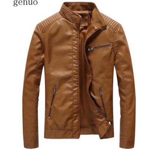 Leather Jackets Thin British style 2017 New Pu Leather Coat Men Slim Short Perfecto Homme Black Male Coat Fashion 4XL