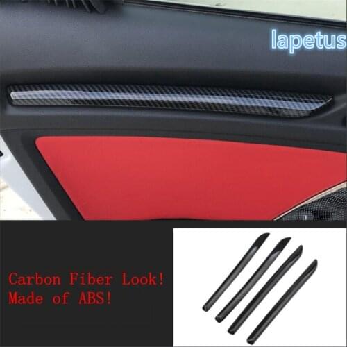 Lapetus Inner Car Door Armrest Strip Decoration Frame Cover Trim 4 Pcs ABS Fit For Audi A3 V8 2014 - 2019 Carbon Fiber Look