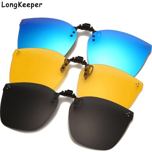 Mens Polarized Sunglasses Clip On Flip Up Sun Glasses Car Driving Glasses Goggles UV400 Lens Clips Anti-UV Gafas de sol Driver