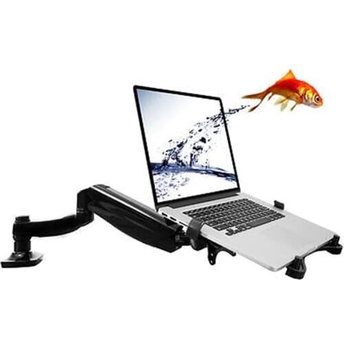 Loctek D5F Desktop Full Motion Gas Spring Dual Use 10-15.6 inch Laptop Mount Holder + 10-27 inch Monitor Holder Arm Bracket