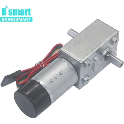 Bringsmart JGY-370S Motor Encoder Worm DC Geared Reducer 6~12V Low Speed Hall Encoder Reversible Electric Motor 6~150rpm CW/CCW