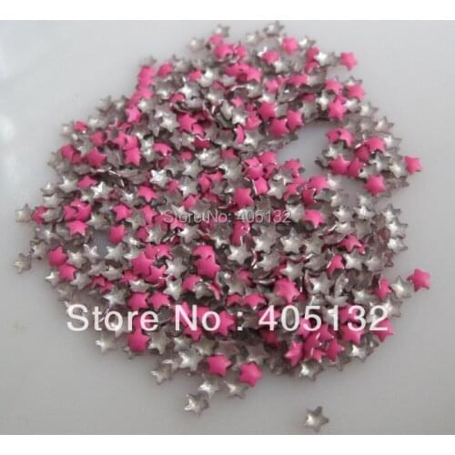 One Bag OD-72-Hot Pink Free Shipping 3D 3x3mm Neon Hot Pink Small Star Metal Stud Shiny Nail Decoration Lovely Outlooking