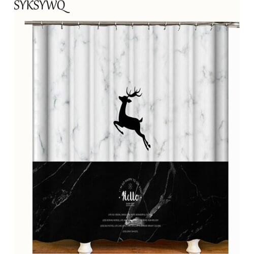 Deer shower curtain tapis wc toilette black and white bathroom curtain elephant printing curtain shower