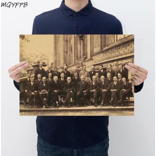 Solvay Conference Kraft Paper Poster Home Room Wall Decoration Painting Core 50.5x35cm
