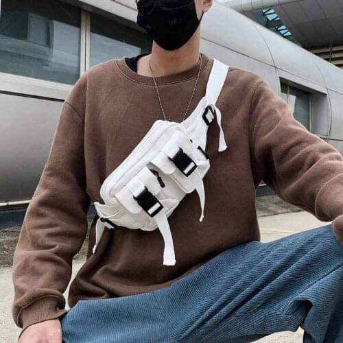 Casual Canvas Bags Unisex Waist Pack Solid Color Chest Bag Crossbody Pouch Multi-Function Men Belt Phone Pouch Shoulder Pouch