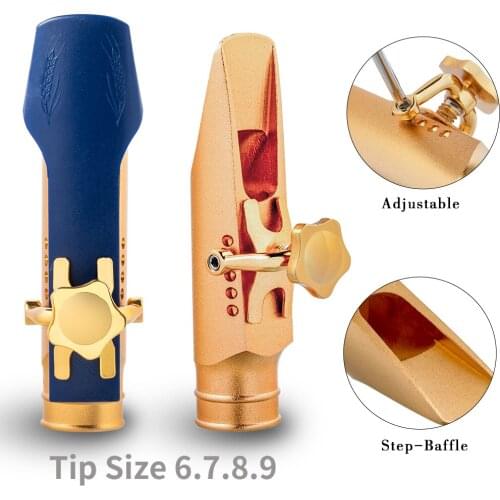 Professional Alto Saxophone Mouthpiece Saxofone Mouthpiece Sax MTP Adjustable Two Points Ligature Cap Size 6/7/8/9 Step Baffle