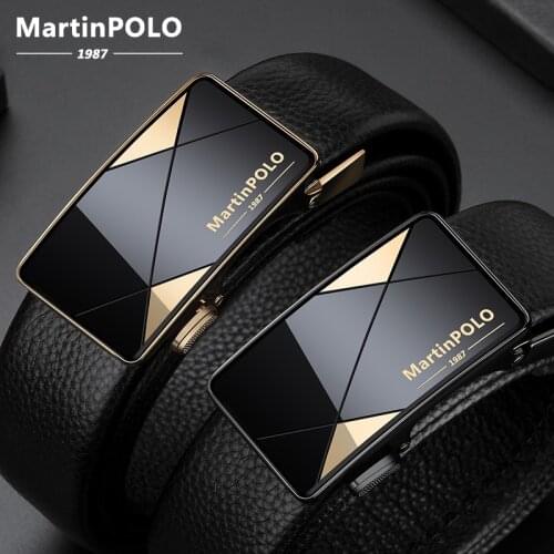 MartinPOLO Brand Genuine Leather Belt Man Mens Belt Cow Leather Belts Fashion Automatic Buckle Leather Belts for Men MP4903P