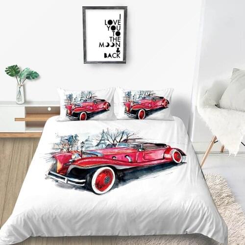 Luxury Car Bedding Set Artistic Fashionable Classic Duvet Cover White King Queen Twin Full Single Double Comfortable Bed Set