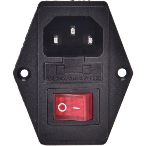 AC 10A 250V Male Power Socket 3 Pin IEC320 C14 Inlet Module Plug Fuse