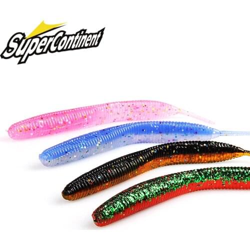 2019 NEW Supercontinent Needle-tailed straight worm now hot 100mm Double Color Silicone Bait 10PCS