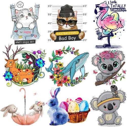 Cute Animals Patches For Clothing Iron On Transfers Heat Transfer Vinyl Thermal Stickers Rabbits On Clothes for Kids Appliques
