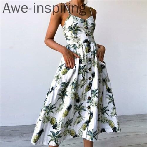 Vintage casual Woman dress Beach Dress Polka Dot pocket Backless Striped dress Sundress Women Summer Boho Sexy Floral Midi Dress