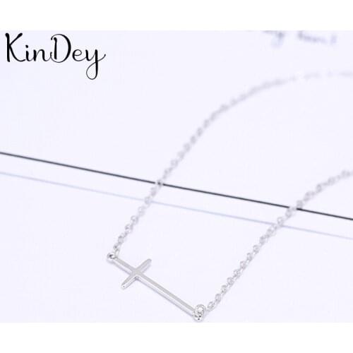 Kindey Retro Vintage Silver Color Cross Necklaces For Women Wedding Long Chains Necklaces Bridal Jewelry