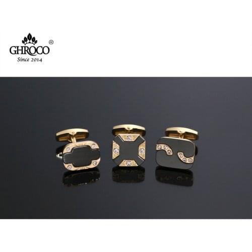 GHROCO High Quality Exquisite Black Metal French Shirt Cufflinks Fashion Luxury Gifts Business Men Women Grooms and Best Man