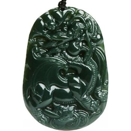 Fine jewelry Natural jade duke guan pendant Men and women can wear free shipping