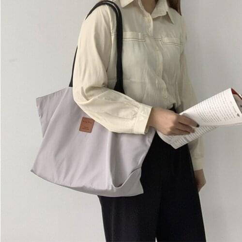 Womens Shopping Bag Large Ladies nylon Shoulder Bags Tote Shopper Eco Reusable Bag nylon Cloth Handbag for Women 2020 Beach