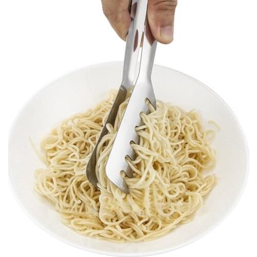 1Pcs Multi Purpose Noodle Tongs 430 Stainless Steel Cooking Utensils 0.8MM Silver Kitchen Accessories Food Clips