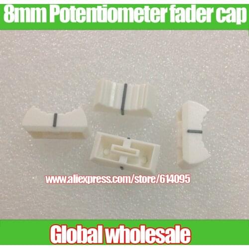 10pcs White Mixer Dimming table Straight Slip Potentiometer Fader Knob Cap / Push Button Cap 8mm Hole / Fader Cap white 8mm