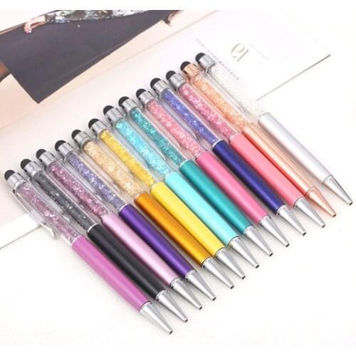 Multi Colors Pen 2 in 1 Crystal Ballpoint Stylus Touch Pen for School Pen Ballpen ink Black & All Smartphone Touch Pen 300pcs