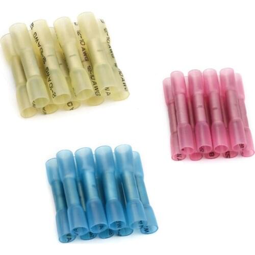 20Pcs Insulated Heat Shrink Butt Terminals Electrical Splice Wire Connectors Cable Crimp Terminals Connectors AWG 22-10 Kit