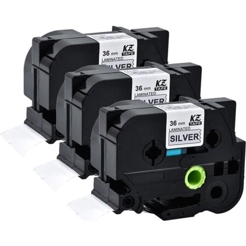 3pcs TZe961 Tz 961 Tz961 tze 961 36mm Black on Silver label tape Cassette Cartridge compatible for brother p touch printer