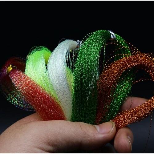3 Packs Random Color Wisted Flashabou Holographic Tinsel Fly Fishing Tying Crystal Flash For Jig Hook Lure Making Material