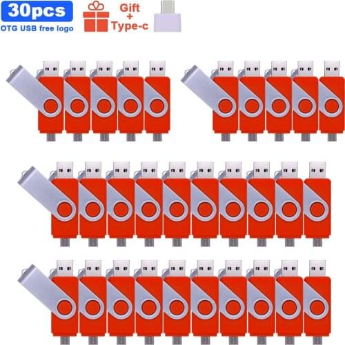 30pcs/lot High Speed USB Flash Drive OTG usb 2.0 Pen Drive 128GB 64GB Usb 32GB Pendrive Flash Disk for Smart Phone/PC free logo