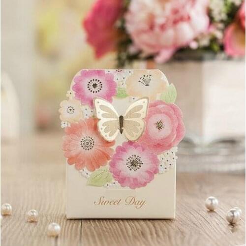 30pcs New colorful charming flower butterfly Wedding Candy Box baby birthday Party Wedding Favor Gift boxes