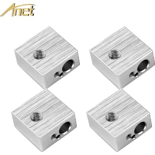 4PCS Aluminum Heater Block M6 Specialized for MK7 MK8 Makerbot 3D Printer Extruder 3D Printer Parts For Anet A6 A8 3d orinter