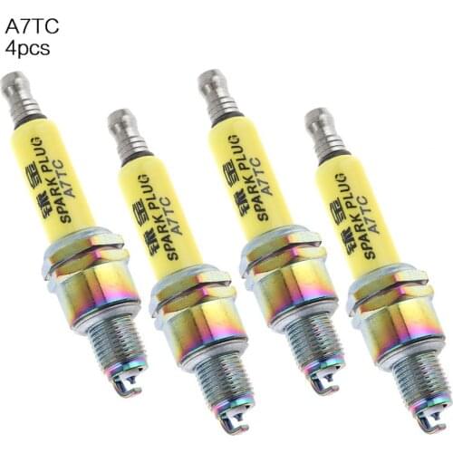 4pcs A7TC Motorcycle Iridium Nozzles Spark Plugs ATRTC CR6HSA CR7HSA CR7HGP for GY6125 Pedal Motorcycle / Horizontal Type 110