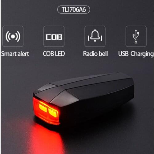 55KD Bicycle Rear Light USB Charge Wireless Remote Control Tail Lamp Bike Finder Lantern Horn Siren Warning Anti-theft Alarm
