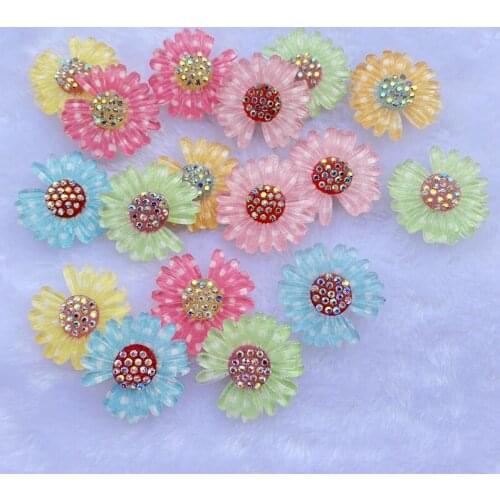 6PCS Mixed Resin Shining personality, remnant Chrysanthemum flat back Cabochon Miniature pattern ornament craft DIY scrapbook C3