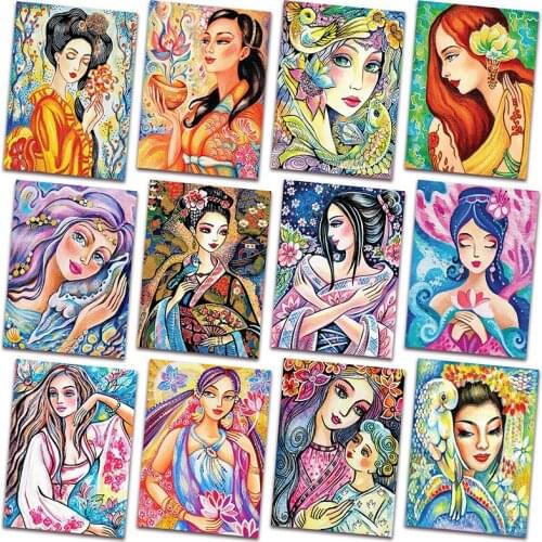 Diamond mosaic Cartoon sexy beauty Full Square Diamond painting Cross stitch beautiful lady DIY Diamond embroidery cute girl 15