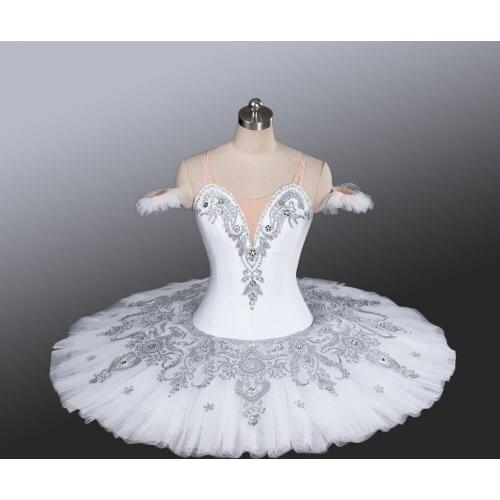 White Swan Tutu Skirts Silvery Adult Professional Ballet Tutus Nutcracker Tutus For Stage Costume Ballet Competition AT1224