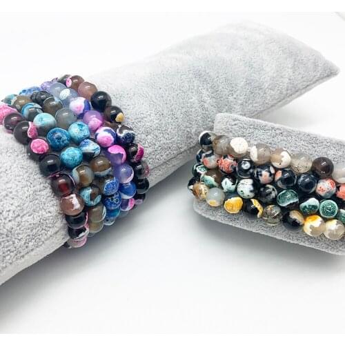 Momiji Men Bracelets Natural Fire Agate Blue Purple Multi Color Healing Energy Bracelet 8 mm Beads Bangle Elastic Women Jewelry