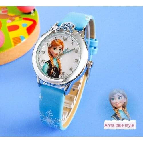 Disney Frozen Girls Elsa Princess Kids Watches Leather Strap Cute Childrens Cartoon Wristwatches birthday Gifts for Kids