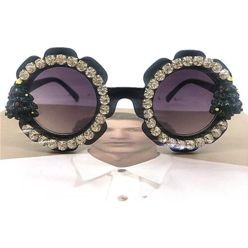 Christmas Tree Design Kids Sunglasses Crystal Handmade Baby Eyewear UV400 Cute Children Sun Glasses Cartoon Glasses Gafas De Sol