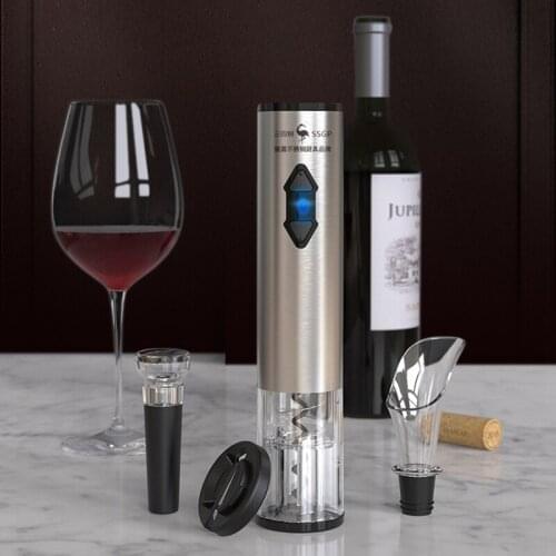 Ssgp Electric Wine Opener Set Automatic Wine Bottle Corkscrew Opener With Foil Cutter Wine Pourer Portable Kichen Tools