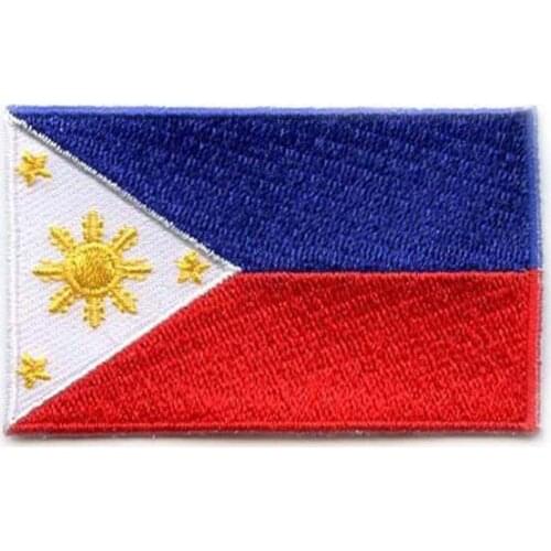 Philippines Flag Embroidered Patch Made of Twill with Flat Broder with Iron On Backing Custom MOQ50pcs free shipping by Post