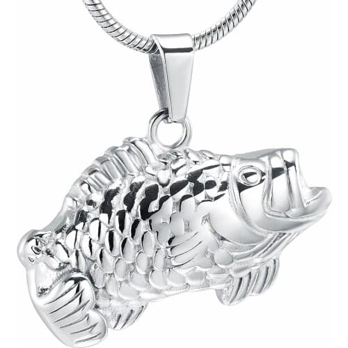 IJD10924 Fish Cremation Jewelry Keepsake Holder For Pet Stainless Steel Memorial Urn Necklace Hold Ashes -Free Filling Kits
