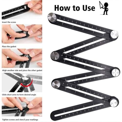 12 Fold Aluminium Alloy Angle Ruler Finder Measuring Ruler Perforated Mold Template Tool Locator Drill Guide Tile Hole
