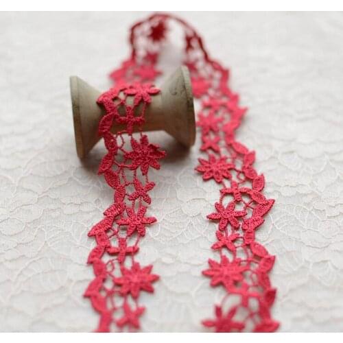 3 Meters Red Floral Venise Lace Trim for Wedding Bridal and Garment Decoration 2cm