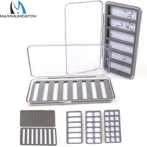 Maximumcatch WT 186*93mm Waterproof Slim Fly Fishing Box Transparent Trout Flies Hooks Fly Tackle Box with One-Side Patch