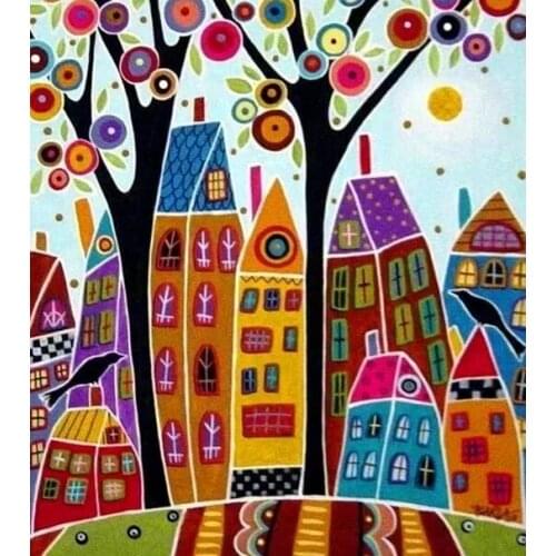 DIY spuare&round Abstracte huizen diamond painting