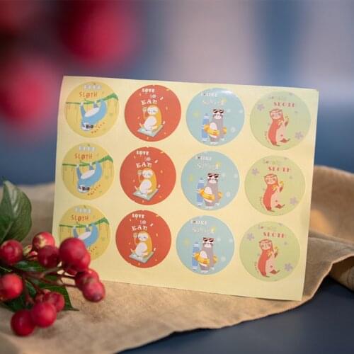 108pcs Cartoon Sloth Gift Sealing Sticker Birthday Party DIY Decoration Paper Stickers DIY Creative Packaging Sealing Labels