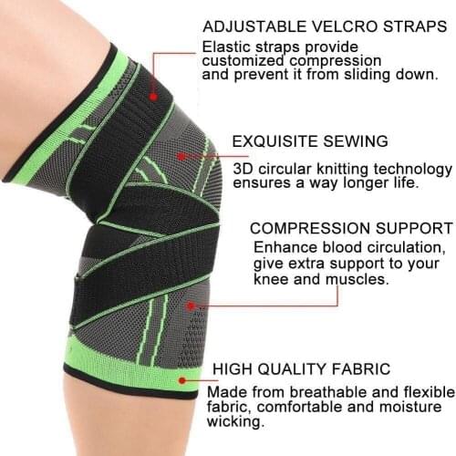 1PC Sports Kneepad Men Pressurized Elastic Knee Pads Support Fitness Gear Basketball Volleyball Brace Protector Bandage