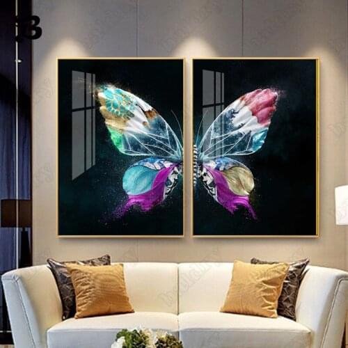 Butterfly Canvas Painting Wall Art Posters Prints Nordic Abstract Canvas Poster Colorful Wall Pictures for Room Wall Decoration