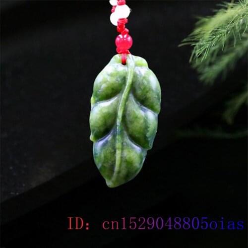 Jade Leaf Pendant Amulet Women Gemstone Gifts Charm Jewelry Carved Chinese Fashion Accessories Natural Necklace