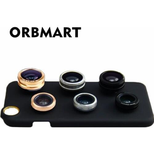 ORBMART 3 in 1 Fish Eye Lens + Wide Angle + Micro Mobile Phone Camera Lens With Back Case For Apple iPhone 6 Plus 6s Plus
